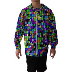 Colorful Squares Pattern                             Hooded Wind Breaker (kids) by LalyLauraFLM