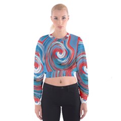 Red And Blue Rounds Cropped Sweatshirt by berwies