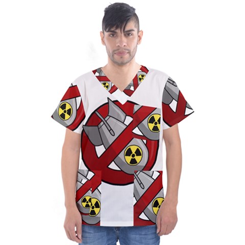 No Nuclear Weapons Men s V-neck Scrub Top by Valentinaart
