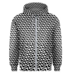 Black And White Waves Illusion Pattern Men s Zipper Hoodie by paulaoliveiradesign
