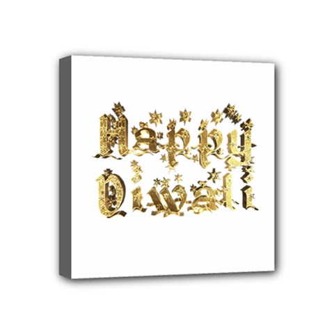 Happy Diwali Gold Golden Stars Star Festival Of Lights Deepavali Typography Mini Canvas 4  X 4  by yoursparklingshop