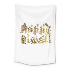 Happy Diwali Gold Golden Stars Star Festival Of Lights Deepavali Typography Small Tapestry by yoursparklingshop