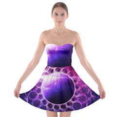Beautiful Violet Nasa Deep Dream Fractal Mandala Strapless Bra Top Dress by jayaprime