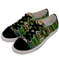 Bread Sticks And Fantasy Flowers In A Rainbow Men s Low Top Canvas Sneakers by pepitasart