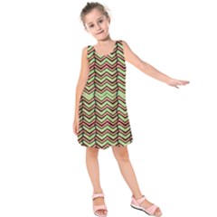 Zig Zag Multicolored Ethnic Pattern Kids  Sleeveless Dress by dflcprintsclothing
