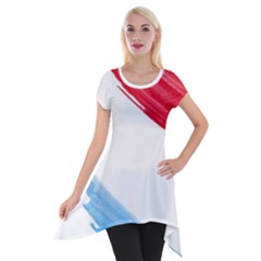 Tricolor Banner Watercolor Painting Art Short Sleeve Side Drop Tunic by picsaspassion