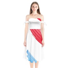 Tricolor Banner Watercolor Painting Art Shoulder Tie Bardot Midi Dress by picsaspassion