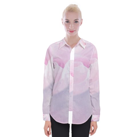 Rose Pink Flower, Floral Aquarel - Watercolor Painting Art Womens Long Sleeve Shirt by picsaspassion