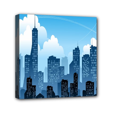 City Building Blue Sky Mini Canvas 6  X 6 