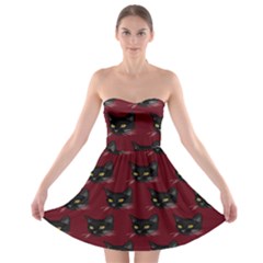Face Cat Animals Red Strapless Bra Top Dress by Mariart