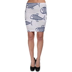 Fish Graphic Flooring Blue Seaworld Swim Water Bodycon Skirt by Mariart