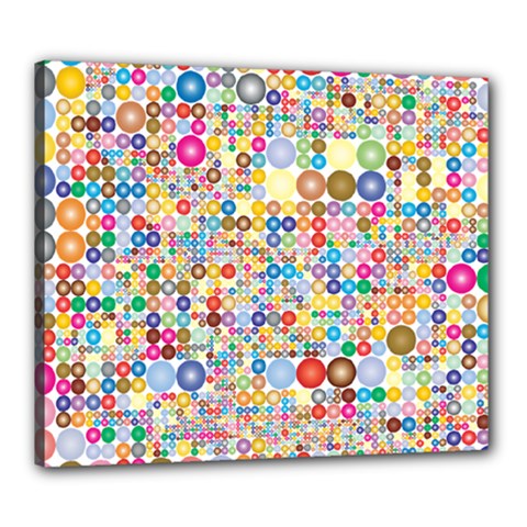 Circle Rainbow Polka Dots Canvas 24  X 20 