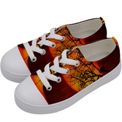 Helloween Midnight Graveyard Silhouette Kids  Low Top Canvas Sneakers by Mariart