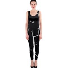Pit White Black Sign Pattern Onepiece Catsuit by Mariart