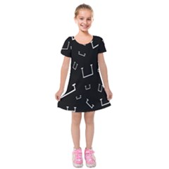 Pit White Black Sign Pattern Kids  Short Sleeve Velvet Dress by Mariart