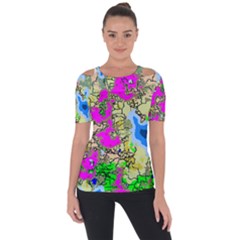 Painting Map Pink Green Blue Street Short Sleeve Top by Mariart