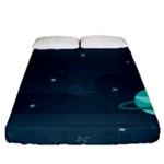 Space Pelanet Galaxy Comet Star Sky Blue Fitted Sheet (Queen Size)