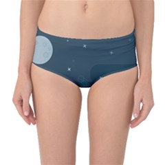 Space Pelanet Galaxy Comet Star Sky Blue Mid-waist Bikini Bottoms by Mariart