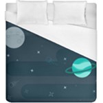 Space Pelanet Galaxy Comet Star Sky Blue Duvet Cover (King Size)