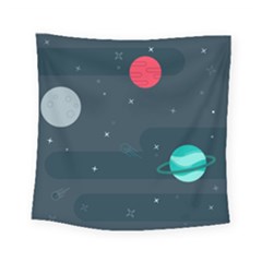 Space Pelanet Galaxy Comet Star Sky Blue Square Tapestry (small) by Mariart