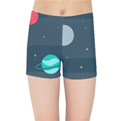 Space Pelanet Galaxy Comet Star Sky Blue Kids Sports Shorts by Mariart