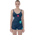 Space Pelanet Galaxy Comet Star Sky Blue Tie Front Two Piece Tankini