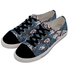 Star Flower Grey Blue Beauty Sexy Men s Low Top Canvas Sneakers by Mariart