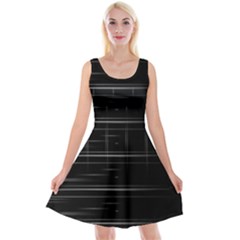 Stripes Black White Minimalist Line Reversible Velvet Sleeveless Dress