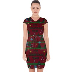 Ugly Christmas Sweater Capsleeve Drawstring Dress  by Valentinaart