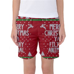 Ugly Christmas Sweater Women s Basketball Shorts by Valentinaart