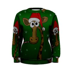Christmas Giraffe  Women s Sweatshirt by Valentinaart
