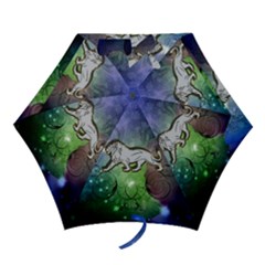 Wonderful Lion Silhouette On Dark Colorful Background Mini Folding Umbrellas by FantasyWorld7