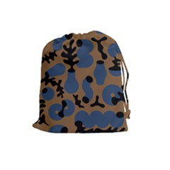 Superfiction Object Blue Black Brown Pattern Drawstring Pouches (large) 