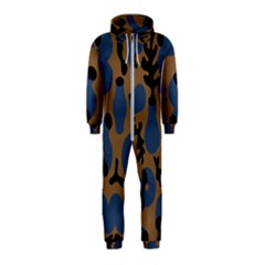 Superfiction Object Blue Black Brown Pattern Hooded Jumpsuit (kids)