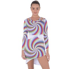 Prismatic Hole Rainbow Asymmetric Cut-out Shift Dress