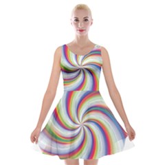 Prismatic Hole Rainbow Velvet Skater Dress