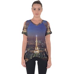 Paris At Night Cut Out Side Drop Tee by Celenk