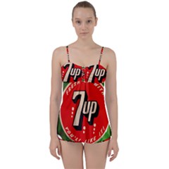 Fresh Up With  7 Up Bottle Cap Tin Metal Babydoll Tankini Set by Celenk