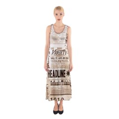 Vintage Newspapers Headline Typography Sleeveless Maxi Dress by yoursparklingshop