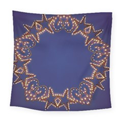 Blue Gold Look Stars Christmas Wreath Square Tapestry (large)