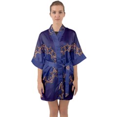 Blue Gold Look Stars Christmas Wreath Quarter Sleeve Kimono Robe by yoursparklingshop