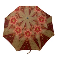 Red Star Ribbon Elegant Kaleidoscopic Design Folding Umbrellas