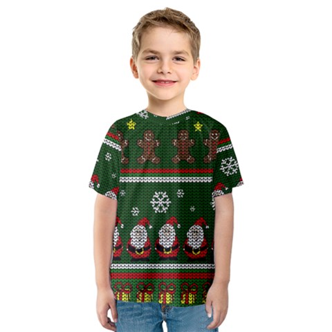 Ugly Christmas Sweater Kids  Sport Mesh Tee by Valentinaart