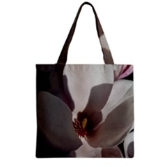 Magnolia Floral Flower Pink White Grocery Tote Bag by yoursparklingshop