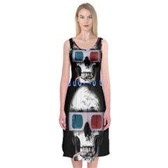 Cinema Skull Midi Sleeveless Dress by Valentinaart
