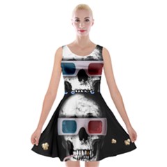 Cinema Skull Velvet Skater Dress by Valentinaart