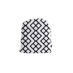 Abstract Tile Pattern Black White Triangle Plaid Chevron Drawstring Pouches (small)  by Alisyart