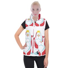 Christmas Santa Claus Women s Button Up Puffer Vest by Alisyart