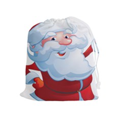 Christmas Santa Claus Snow Red White Drawstring Pouches (extra Large) by Alisyart