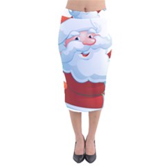 Christmas Santa Claus Snow Red White Velvet Midi Pencil Skirt by Alisyart